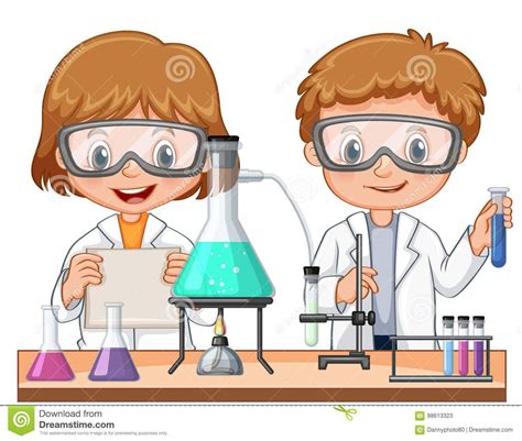 Two Kids Doing Science Experiment in Class Stock Vector - Illustration ...