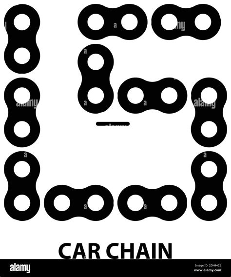 Car Chain Icon Black Vector Sign With Editable Strokes Concept Illustration Stock Vector Image