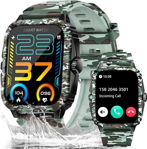 Military Smart Watch For Men 3atm Waterproof 196 Hd Rugged Tactical Smartwatch