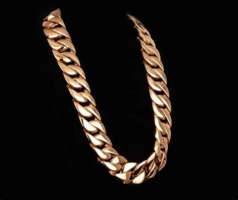 Mm Super Heavy Thick L Stainless Steel Mens Gold Chain Tone Flat