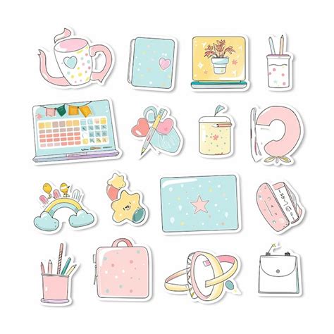 Premium Photo Cute Laptop Planner Sticker Set