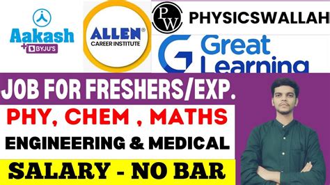 Physics Wallah Hiring For Freshers Allen Hirings Aakash Byju Non