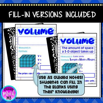 Volume Of Rectangular Prisms Anchor Chart Poster And Interactive Guided