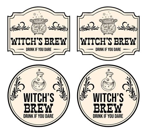 Printable Halloween Potion And Witchs Brew Labels Potion Labels Halloween Potions Halloween