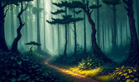 Premium Ai Image Journey To The Deep Dark Forest Woodland Jungle Sci