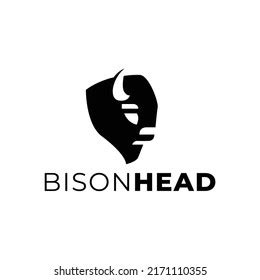 Simple Bison Head Silhouette Logo Vector Stock Vector (Royalty Free ...