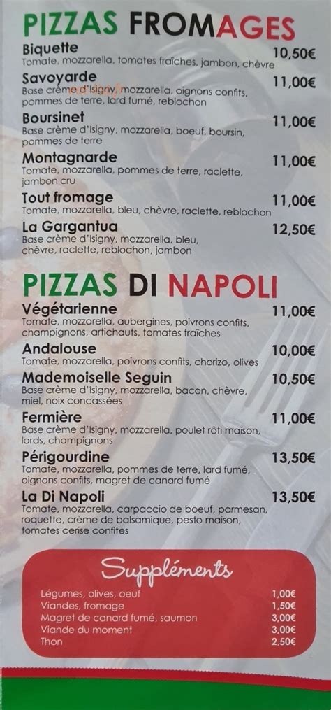 Di Napoli Noailles Menu Et Photos