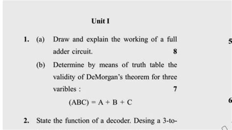 Mca 2nd Sem Reappear Computer Architecture And Organisation Question Paper Youtube