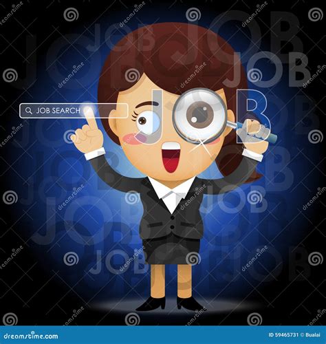 Business Woman With Magnifying Glass Searching For Job Stock Vector Illustration Of Choose