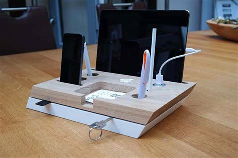 Handmade Desk Organizer with Integrated Charging Station | Gadgetsin