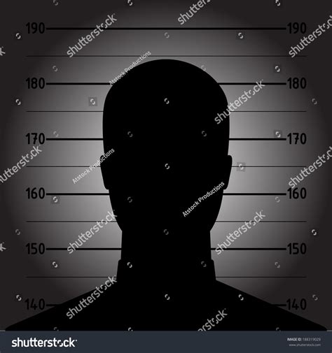 Mugshot Or Police Lineup Picture Of Anonymous Man Silhouette Stock