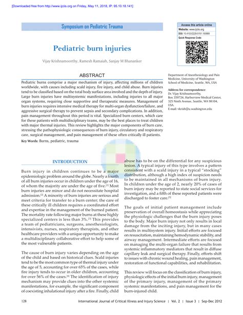 (PDF) Pediatric burn injuries