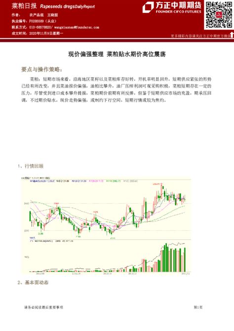 菜粕日报：现价偏强整理菜粕贴水期价高位震荡