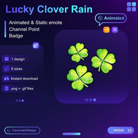 Green Clover Shamrock Animated Emote Rain Luck Hype Emote Channel