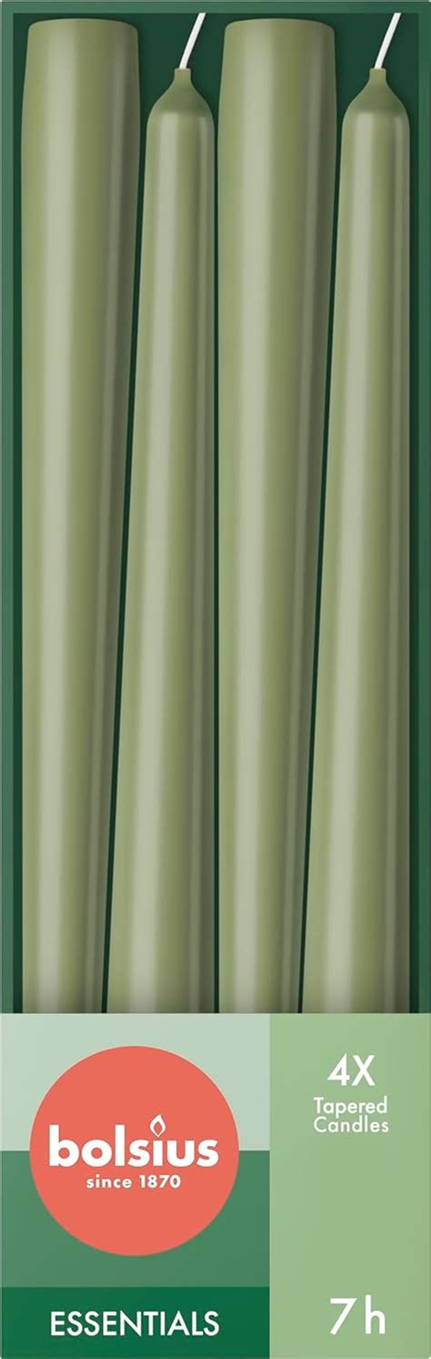 Bolsius Tapered Candles Green Pack Cm Decorative