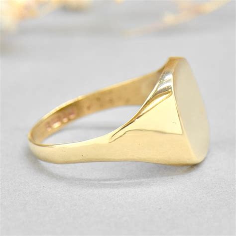 Vintage S Ct Yellow Gold Mens Signet Ring Gem