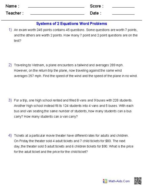 Algebra Word Problems Worksheet Practice And Master Algebraic Concepts