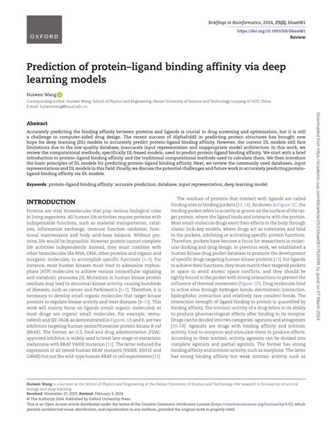 Pdf Prediction Of Proteinligand Binding Affinity Via Deep Learning