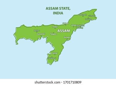 Assam State Map India Country Stock Vector Royalty Free