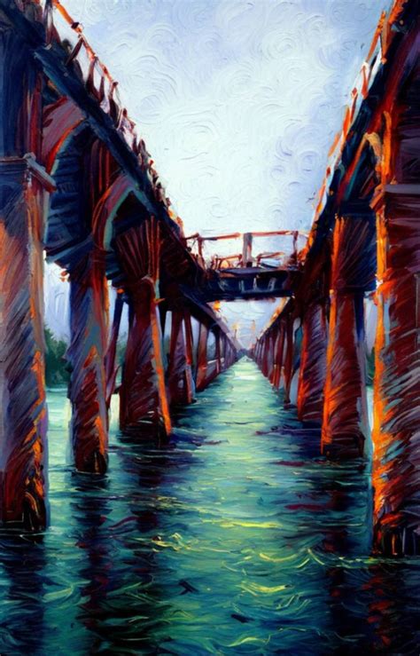 Bridge Over Water Sky Background Painting By Tatyana Dolgonenko Saatchi Art