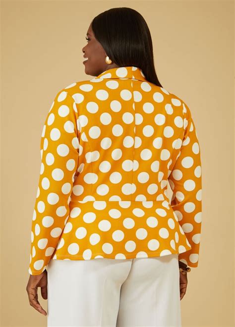 Plus Size Polka Dot Jacket Plus Size Workwear Separates Blazer