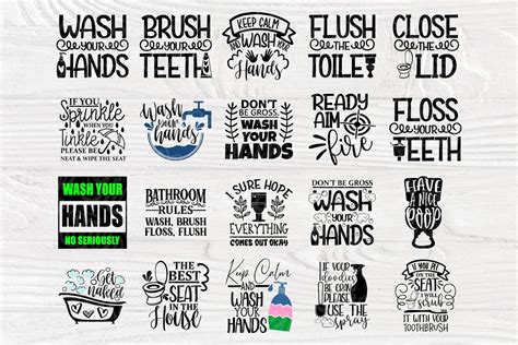 Bathroom Svg Bundle Bathroom Quotes Svg Cut Files 533309 Cut