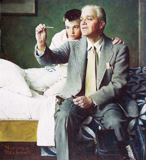 Norman Rockwell Doctor And Boy Looking At Thermometer 1954 Oil On