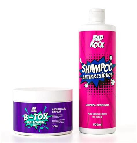 Kit B Tox Matizador 300G Shampoo Antirresíduos Bad Rock 500Ml