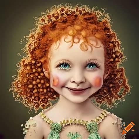 Cute And Smiling Ginger Haired Dressed Girls Illustration On Craiyon