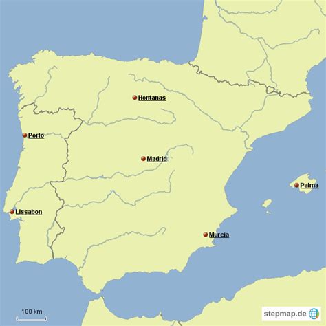 StepMap iberische Halbinsel Landkarte für Spanien