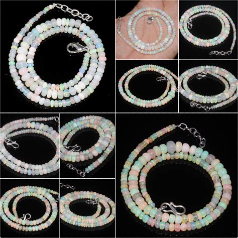 Natural Ethiopian Opal Smooth Rondell Beads Necklace Of Different