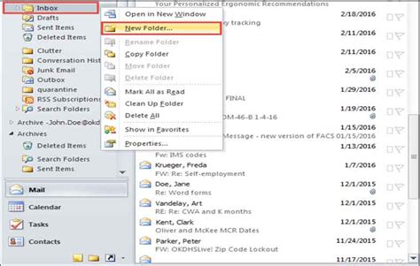 Microsoft Outlook 2010 How To Create Folders For Emails Quest