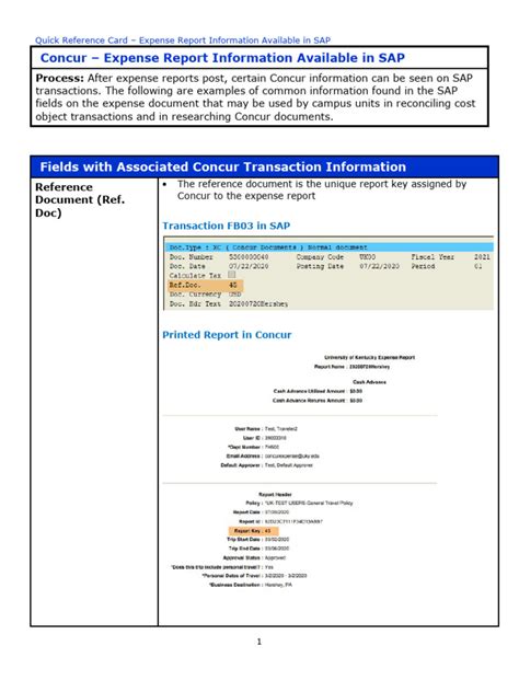 Concur Expense Report Information Available In Sap Pdf