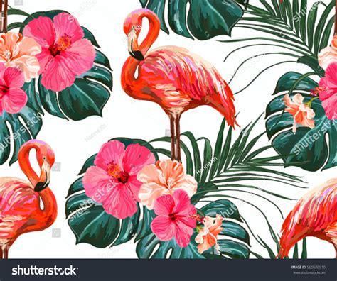 Flamingo Seamless Pattern Over Royalty Free Licensable Stock