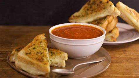 Spicy Tomato Soup And Garlic Bread Grilled Cheese Sandwiches Recipe Rachael Ray Show