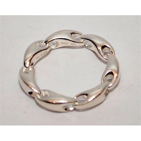 A Georg Jensen Sterling Silver Chain Link Ring Size L