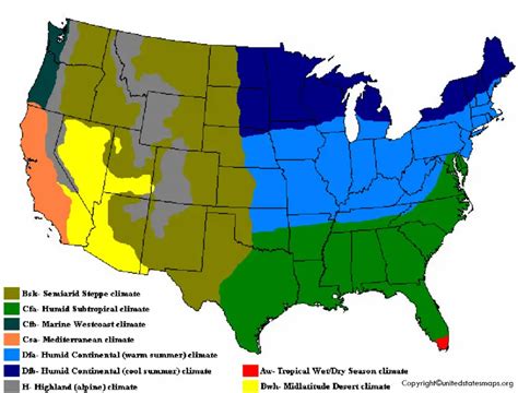 US Climate Map | Climate Map of America in PDF