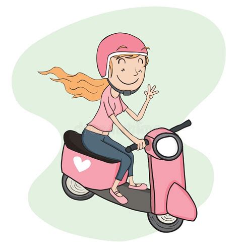 Girl Riding Scooter Stock Vector Illustration Of Vehicle