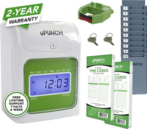 Upunch Mini Time Clock Bundle With Cards Ribbon Keys Hn