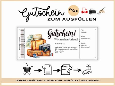 Reisegutschein zum Ausfüllen Gutschein für eine Reise Vorlage Gutschein