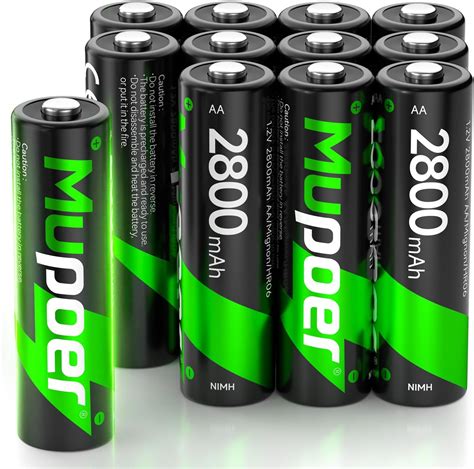 Amazon Mupoer 12 Count AA Rechargeable Batteries 2800mAh Double A