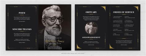 Premium PSD | Funeral Memorial Card Template in PSD Simple Gold and ...