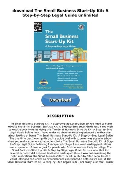 Download The Small Business Start Up Kit A Step By Step Legal Guide