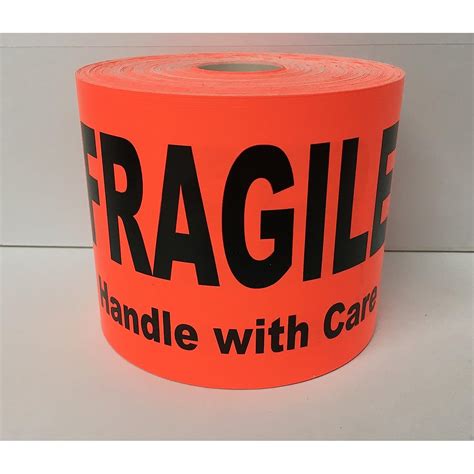 1 Roll Large 4x6 Bright Red Fragile Handle With Care Special Handling Shipping Pallet Stickers