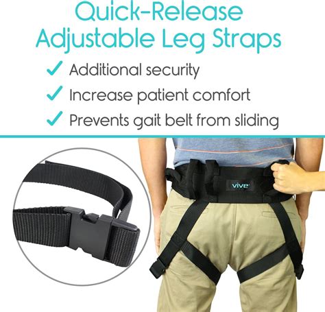 Vive Transfer Belt With Leg Loops Medical Nursing Safety Gait Assist