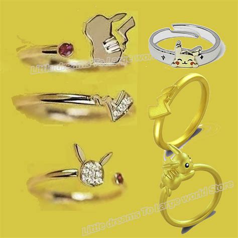 Anillo De Pok Mon Pikachu Para Mujer Joyer A Fina Original Dibujos