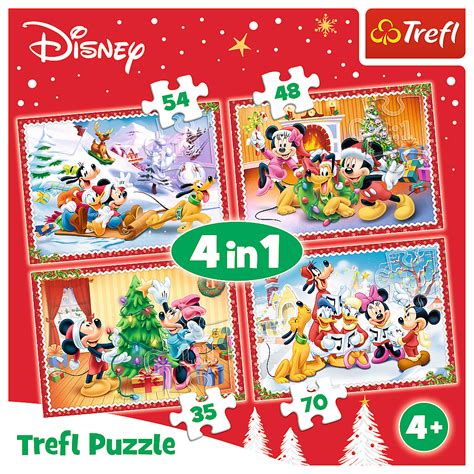 Trefl 4 In 1 35 48 54 70 Piece Kids Disney Christmas Time Jigsaw