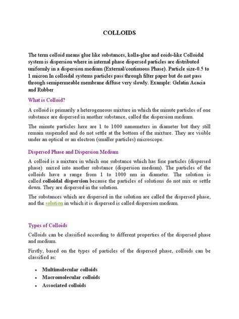 Colloids Revised 2021 | PDF | Colloid | Diffusion 