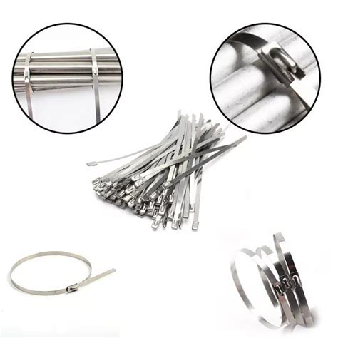 Stainless Steel Exhaust Wrap Multi Purpose Locking Cable Metal Zip Ties