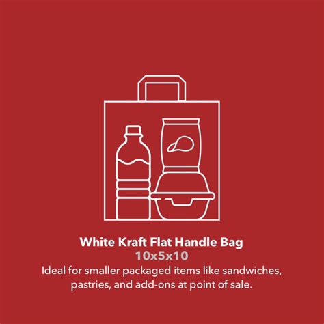 White Kraft Flat Handle Carryout Bag 10x5x10 1901 Fischer Paper